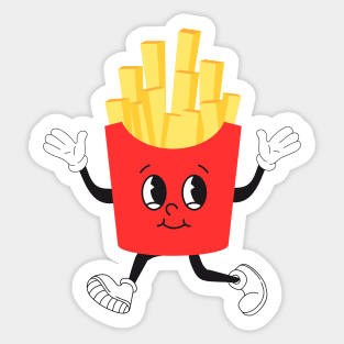 Retro French Fries Grin Face Sticker